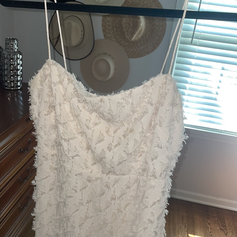 Astr The Label Cream Mini Frayed Detail Dress - Picture 4 of 4